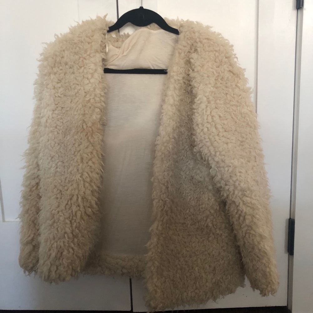 NORDSTROM FAUX FUR CREAM COAT